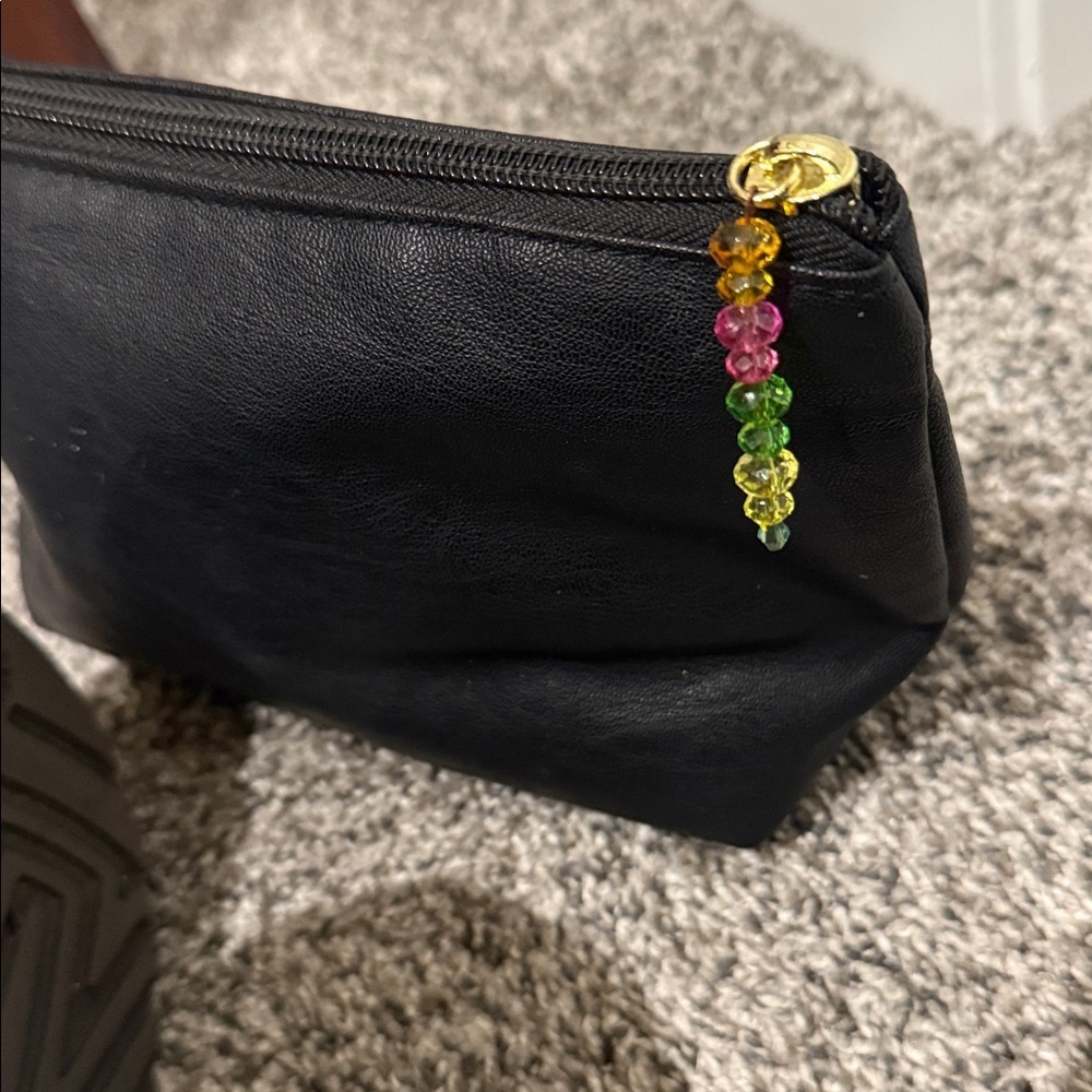 Black Vacay Clutch Betsey Johnson cosmetic case bag zipper pouch weekend purse - Picture 6 of 8